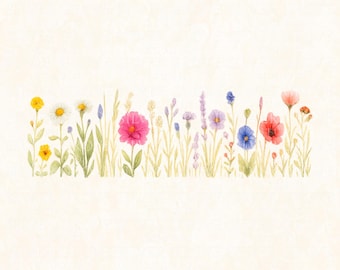 Wildflower Watercolor Clipart Bundle: Hand-Painted Floral PNG (Digital Download