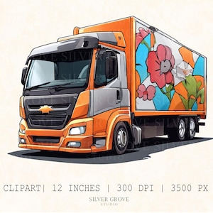 15 Truck Lorry Clipart – Semi Truck PNG | 12&quot; Digital Download | 300 DPI Commercial Use | Cool Truck Art for Boys & Projects