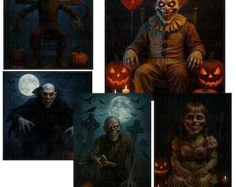 Halloween Horror Character Clipart | Creepy Digital PNGs for Spooky Crafts and Decor