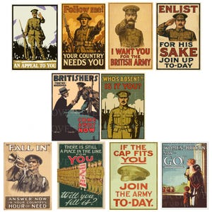 WW1 British Army Posters: Vintage Military Propaganda Art (Digital Download)