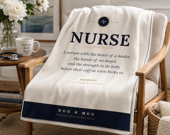 Couverture Sherpa personnalisée avec définition d'infirmière | Cadeau douillet en polaire pour le personnel soignant