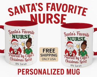 Santa's Favorite Nurse Mug | Personalized Christmas Nurse Coffee Cup