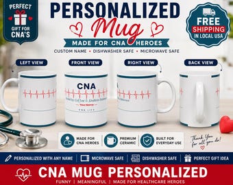 CNA Mug Personalized | Funny Certified Nursing Assistant Coffee Cup | Custom Name Gift | CNA Appreciation 2026