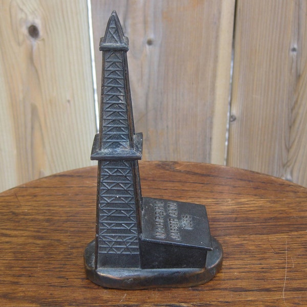 Vintage Figural Bottle Opener NAMP. & H.C. Jasper Alberta 1956 Oil Rig, Souvenir Building, Monument, Statue, Tower, Barware Man Cave Rare