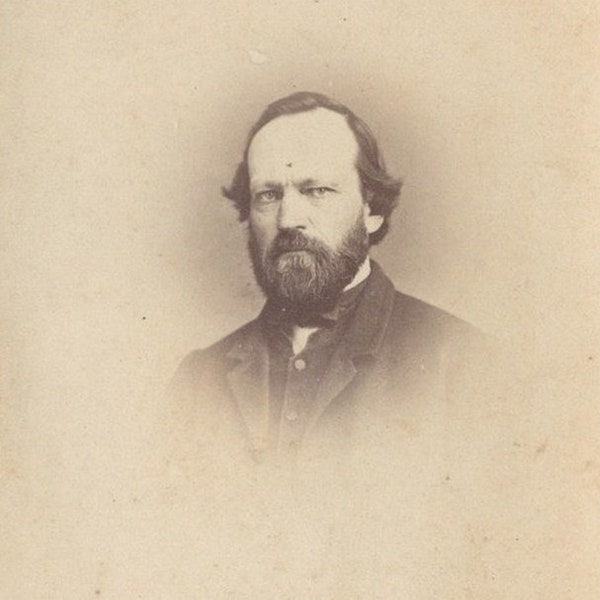 CDV Antique Photo Bust of Man with Beard Carte De Visite 19th Century Antique Photograph 1800s