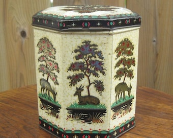 Peak Frean Bisquit Cookie Tin Vintage Kitchen Home Cottage Decor Advertising Tin Can Storage Retro Mid Century Tea Caddy