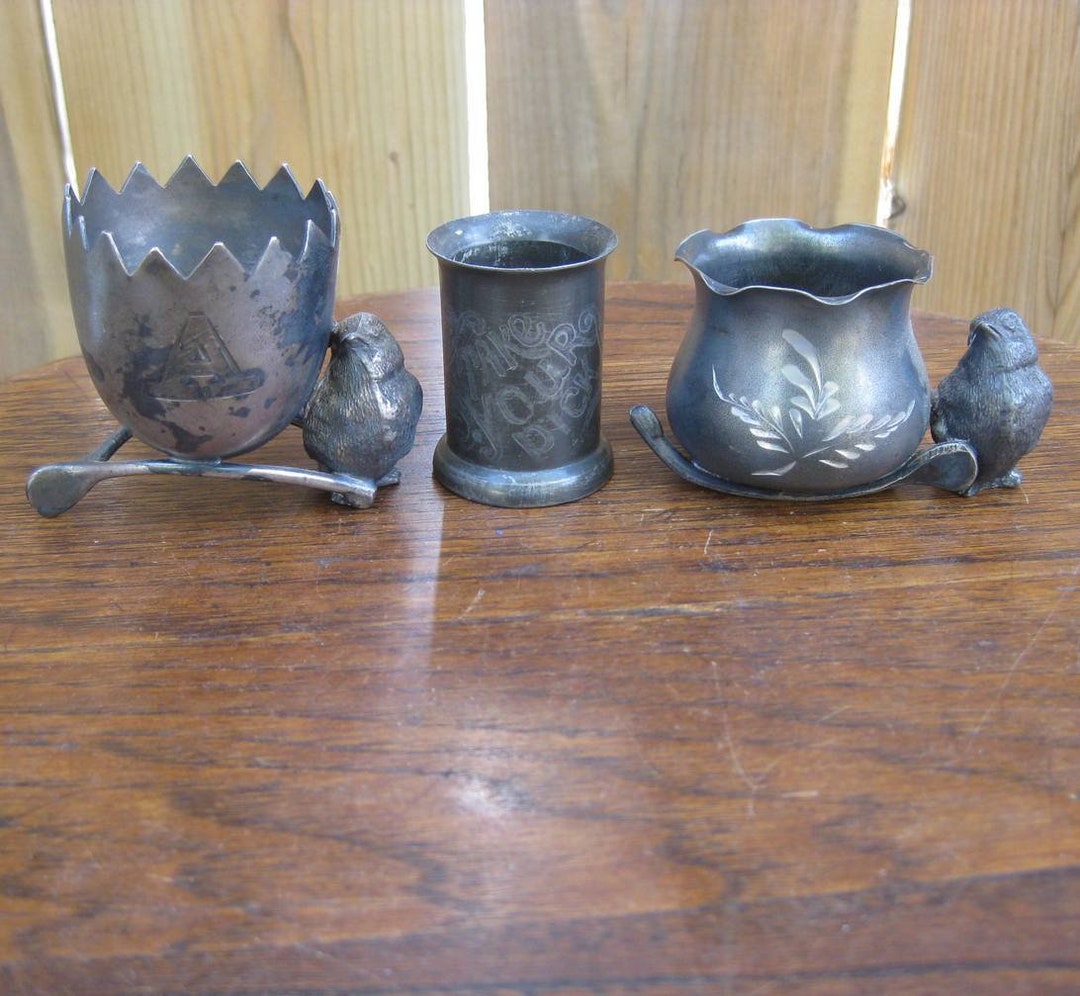 3 Silver Plate Toothpick Holders Antique Victorian Primitive Etsy