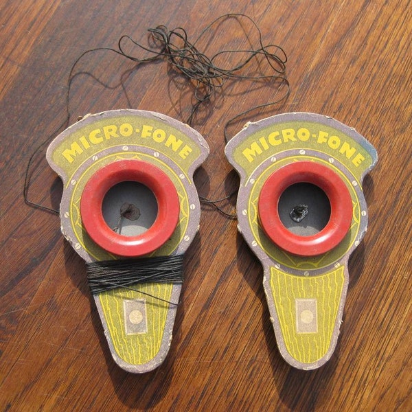 Toy String Phones Micro Fones Walkie Talkies Stringed Phones for Children 1960s Space Age Toy Cottage Decor Cottagecore Cottage Core