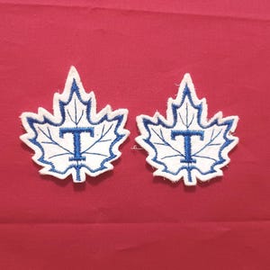 Toronto Maple Leafs AAA Baseball Pair of Vintage Cloth Patches 1960s Indoor Sports Cottage Man Cave Decor Toronto Blue Jays