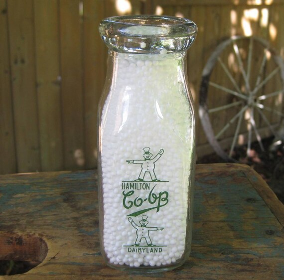 Hamilton Coop Dairyland Dairy Milk Bottle 1 Pint Pyro Vintage Etsy
