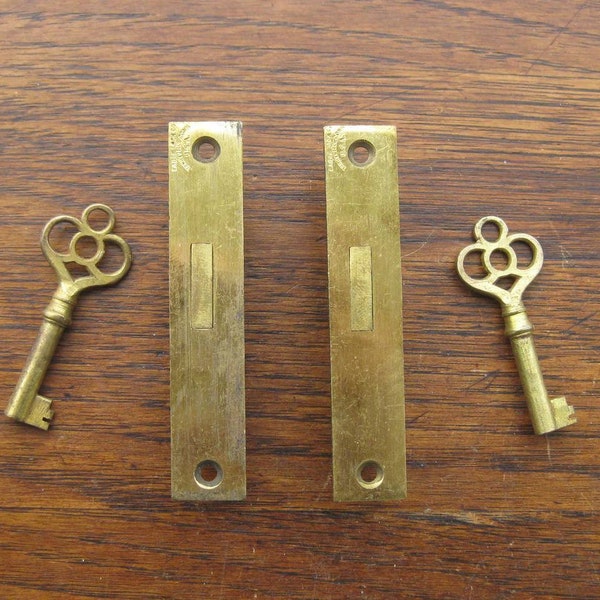 Pair Antique Cabinet Locks With Keys Drawer, Box, Cedar Chest, Dresser, Desk Eagle Lock Co. USA Mortise Home Cottage Decor Furniture Repair