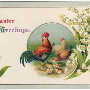 Carte postale en relief Winsch Back 1912 Voeux de Pâques Antique vintage Ephemera Home Cottage Decor Ephemera Scrapbooking Poussins de poulet