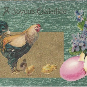 Winsch retour 1918 carte postale en relief une joyeuse fête de Pâques Antique vintage éphémères maison cottage Decor Scrapbooking Joyeuses Pâques poulet poussins