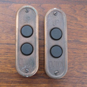 Vintage Elevator Call Push Buttons Up Down Brass Or Copper