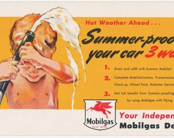 Mobilgas Dealer Blotter Summer-Proof Your Car Vintage