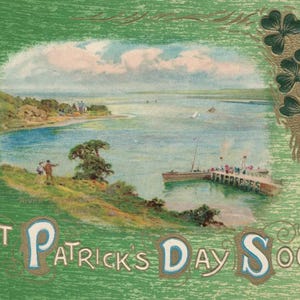 John Winsch 1910 carte postale en relief Saint-Patrick souvenir antique vintage irlandais scène paysage éphémère maison cottage Decor Scrapbooking