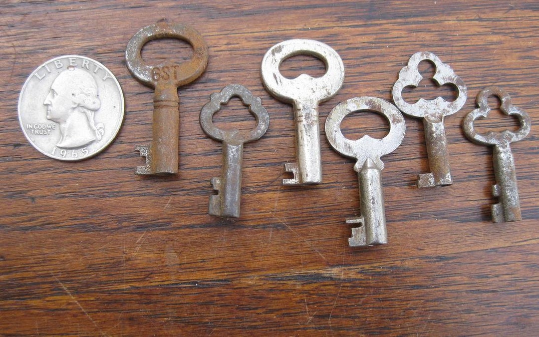6 Antique Rusty Skeleton Keys Small Tiny Hollow Barrel A357 - Etsy Canada