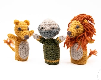 SCHEMA ALL'UNCINETTO per marionette da dito "Daniele nella fossa dei leoni" - Amigurumi (pdf, termini USA)