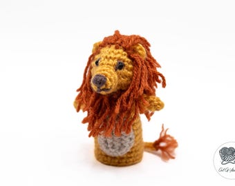 SCHEMA ALL'UNCINETTO Marionetta da dito Louis il leone e Livy la leonessa - Amigurumi (pdf, termini USA)