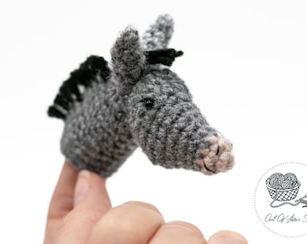 SCHEMA ALL'UNCINETTO Dawson l'asino - Marionetta da dito - Amigurumi (pdf, termini USA)