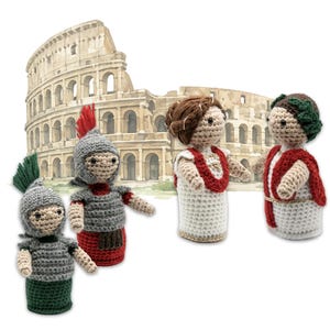 Patrón de muñeca romana de ganchillo, Emperador / Poncio Pilato, Soldado, Muñeca femenina Amigurumi (PDF, Términos estadounidenses)
