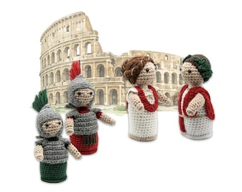 Schema per realizzare all'uncinetto una bambola romana: Imperatore / Ponzio Pilato, Soldato, Bambola donna Amigurumi (PDF, terminologia statunitense)