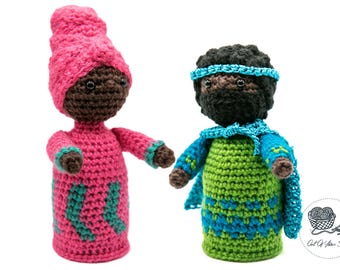 SCHEMA ALL'UNCINETTO Coppia africana - Bambola Amigurumi (pdf, terminologia statunitense)