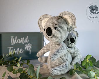 SCHEMA ALL'UNCINETTO Mamma Koala e Baby Joey - Amigurumi (pdf, termini USA)