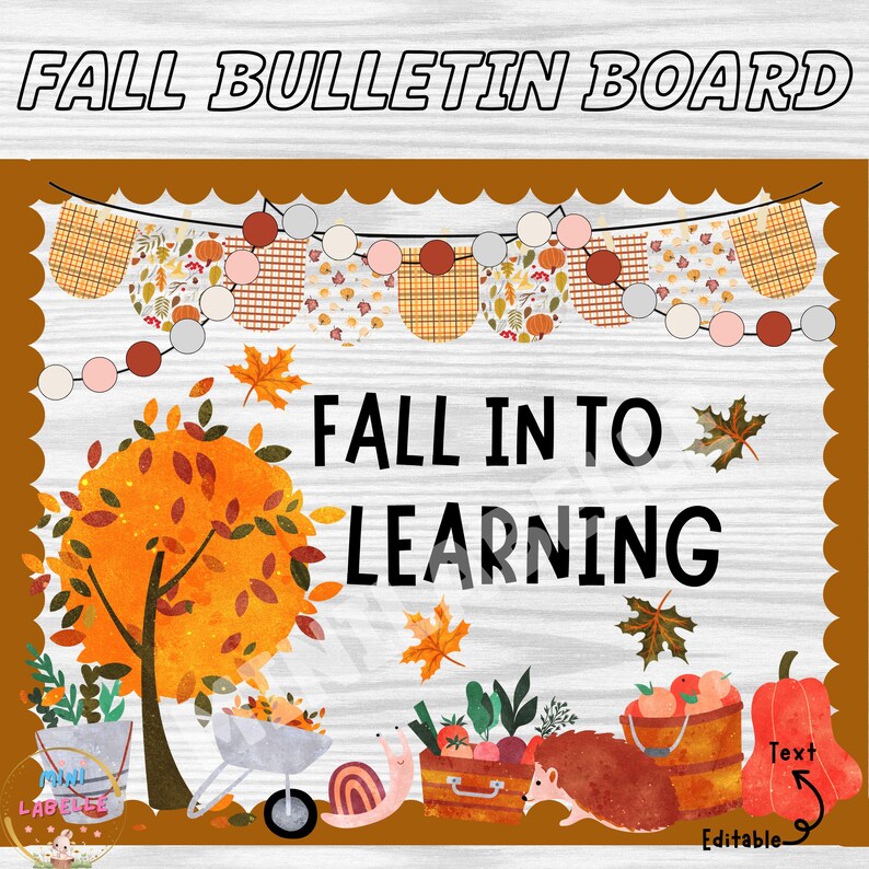 Cutesy Fall Bulletin Board Kit: Autumn Decor (PPT, PNG, PDF) - Etsy