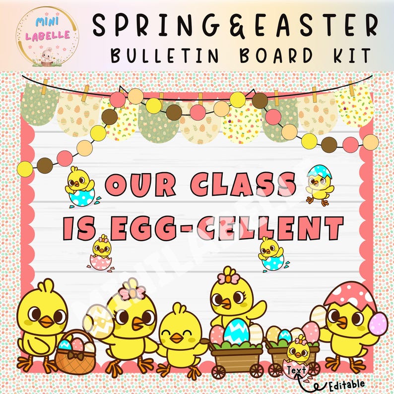Easter Bulletin Board Kit | Egg-cited Chicks Classroom Decor (printable ...
