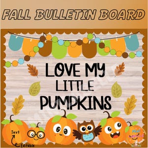 Cutesy Fall Bulletin Board Kit: Autumn Decor (PPT, PNG, PDF Digital Download)