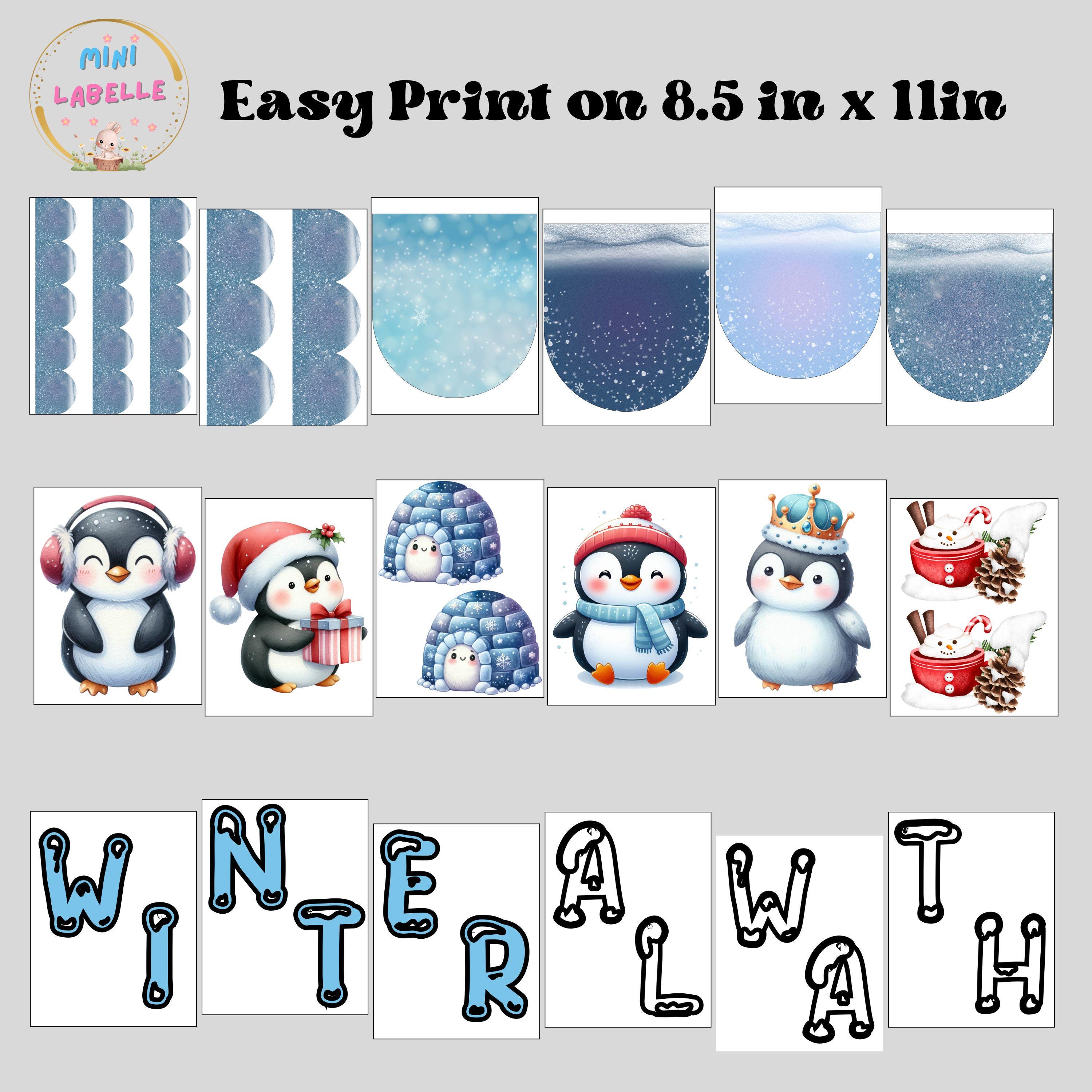 Winter Penguin Bulletin Board Kit: Editable Classroom Decor (digital ...