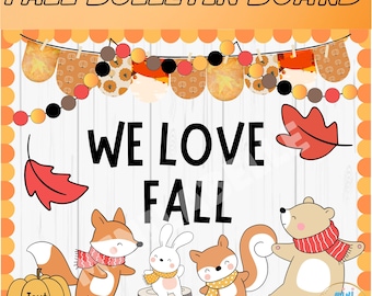 Cutesy Fall Bulletin Board Kit: Autumn Decor (PPT, PNG, PDF Digital Download)