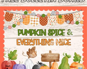 Cutesy Fall Bulletin Board Kit: Autumn Decor (PPT, PNG, PDF Digital Download)