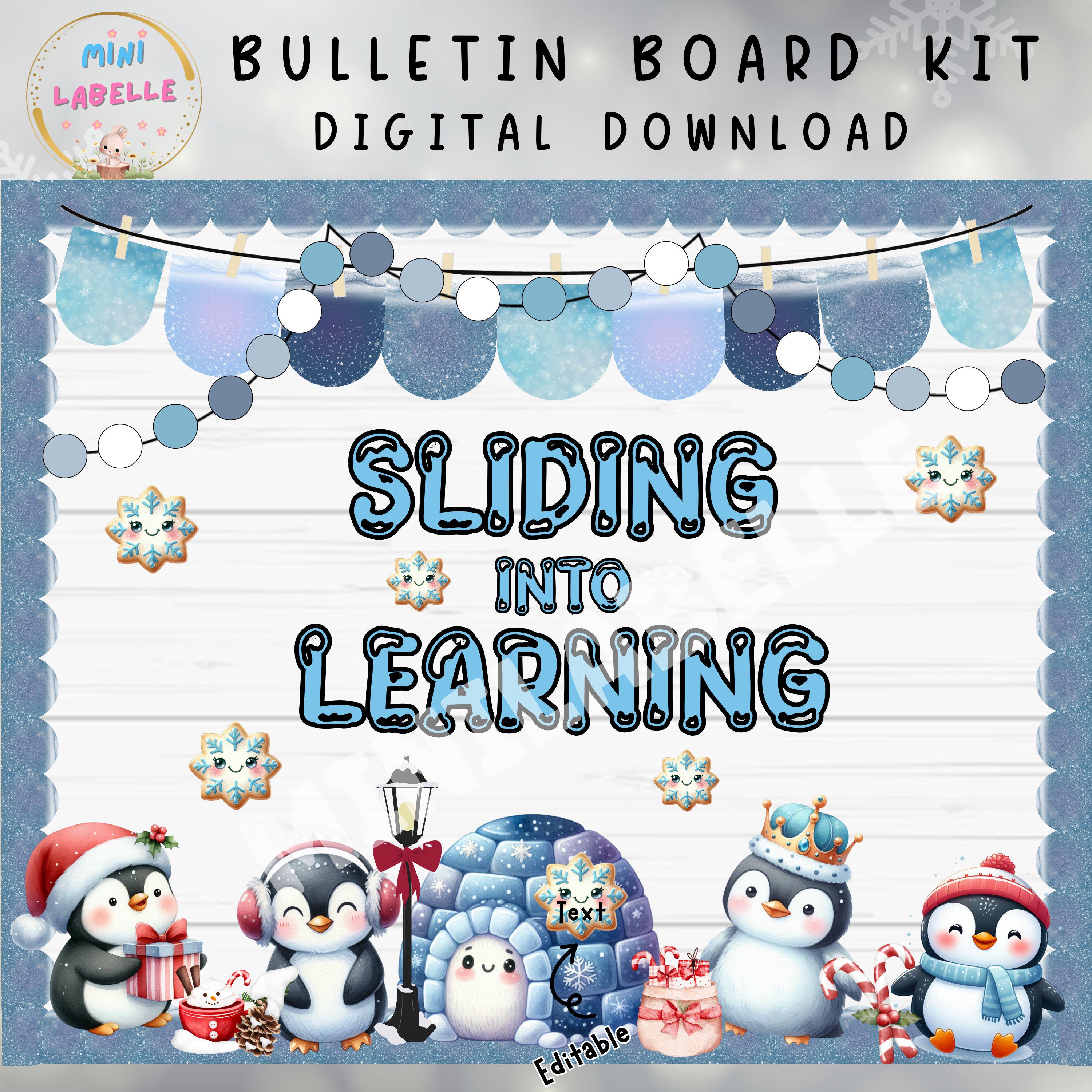 Winter Penguin Bulletin Board Kit: Editable Classroom Decor (digital ...