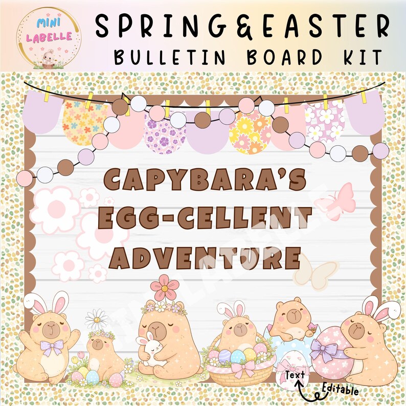 Spring Easter Bulletin Board Kit | Capybara Classroom Decor | Egg ...