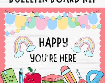 Kit tableau d'affichage pastel Bienvenue à l'école (téléchargement numérique PPT et PDF