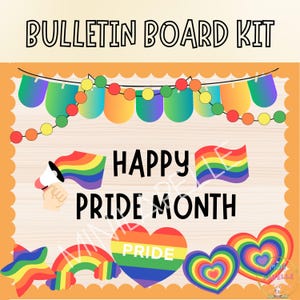 Pride Month Bulletin Board Kit, Classroom Display Door Decoration, LGBTQ ,Printable, June is Pride Month