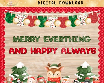 Kit de tablón de anuncios navideño brillante y decoración de puertas, póster editable