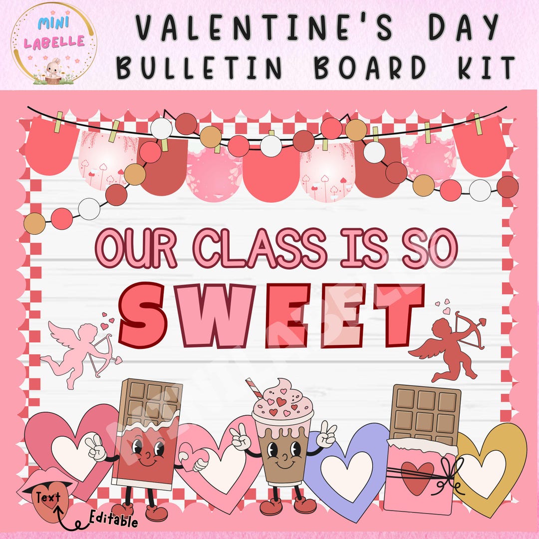Valentine's Day Bulletin Board Kit, Groovy Classroom Decor (digital ...