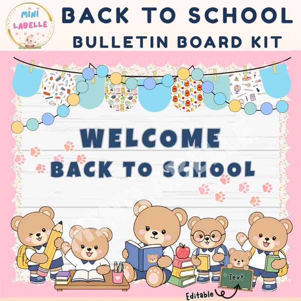 Back to School Bulletin Board Kit | Beary Happy Classroom Door Decor Printable