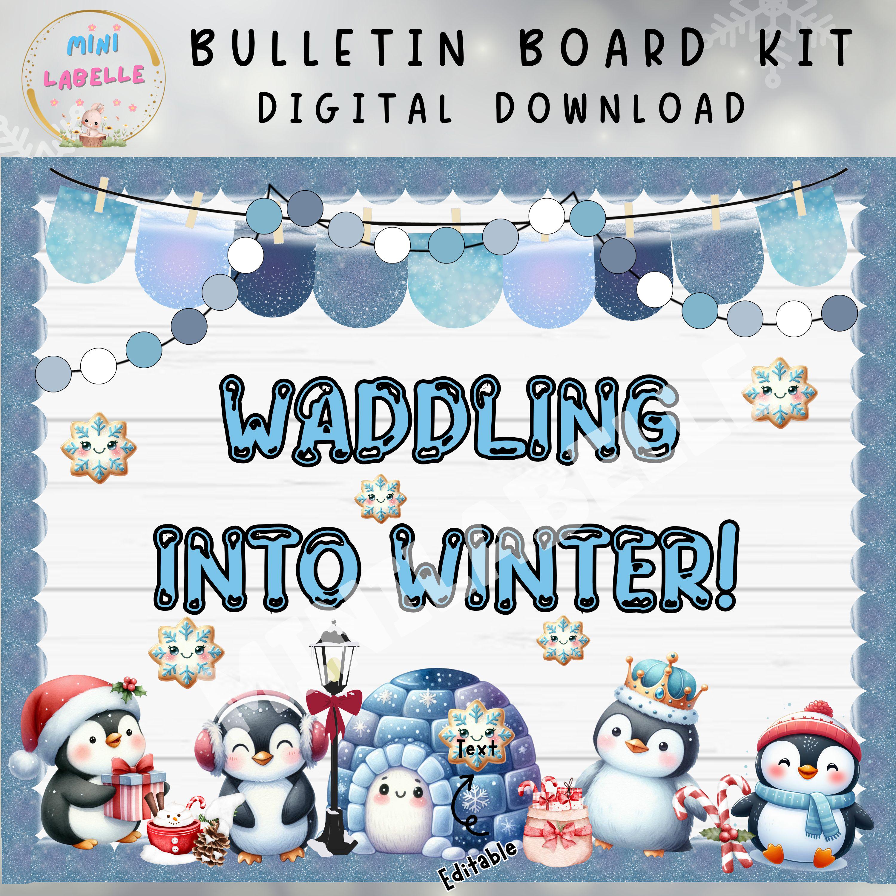 Winter Penguin Bulletin Board Kit: Editable Classroom Decor (digital ...