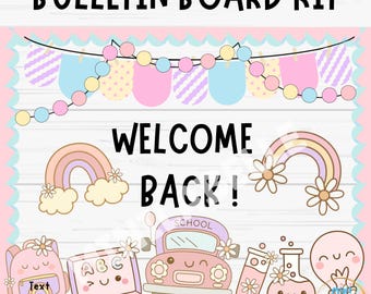 Kit tableau d'affichage pastel Bienvenue à l'école (téléchargement numérique PPT et PDF