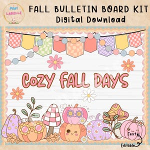 Fall Bulletin Board Kit | Cutesy Fall Autumn Decor | Bulletin Board Kit | Autumn Bulletin Board | Pastel Pumpkin Printable Bulletin Board