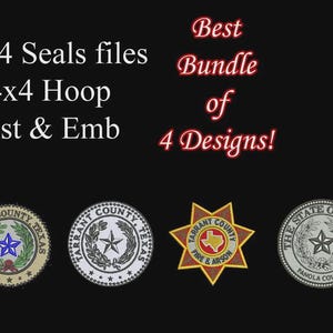 Tarrant County-sigill, val, broderidesign för militärveteraner, delstaten Texas sigill, filnedladdning direkt.