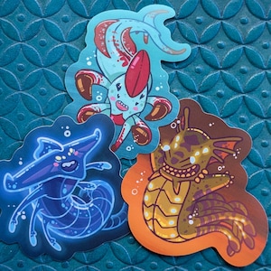 Subnautica - Cute Leviathans - Large Matte Vinyl Stickers