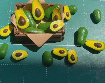 3Pcs Miniatures avocado fruit ,Gift family, Miniatures bake fruit , Home garden