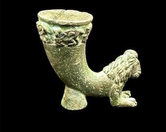 Museum Quality Ancient Bactrian Greek Bronze Rhyton Vessel Protome