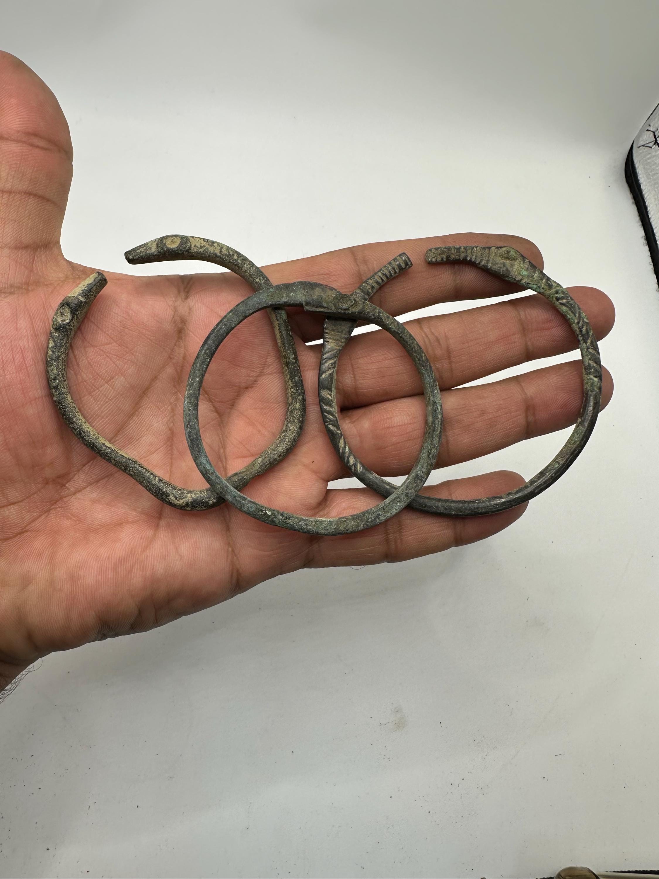 Old Antique Rare Ancient Viking Bra Bros Three Bracelet: Snake