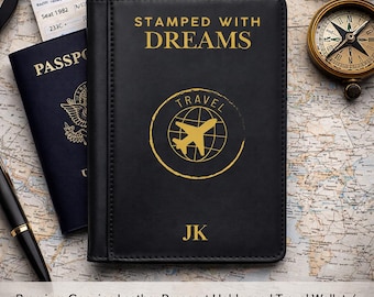 Portapassaporto e portafoglio da viaggio in vera pelle di alta qualità / Organizzatore da viaggio / Custodia per passaporto personalizzata / Accessori da viaggio regalo n. 3